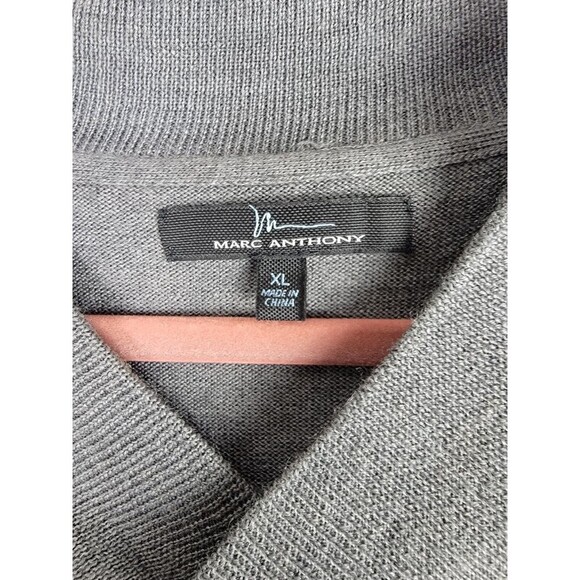 Marc Anthony Mens Sweater XL Merino Wool Blend Gray Light Button Patch Pockets - Picture 7 of 13
